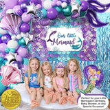 248 Pieces Little Mermaid Birthday Decorations Kit All in 1 Girl's