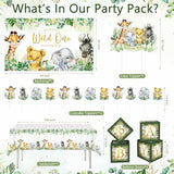 Safari First Birthday Decorations for Boy 116 Pcs Wild One Birthday