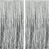 KatchOn, XtraLarge Silver Foil Fringe Curtain - 3.2x8 ft Pack of 2,