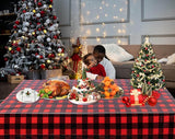 Kesfey 3 Packs Buffalo Check Plaid Table Cloth 54 x 108 Inches Red