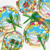 96PCS Hawaiian Aloha Tableware Set Luau Tropical Dinnerware