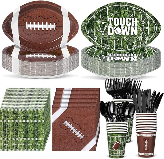 350 Pieces Football Party Decorations Tableware Set Football