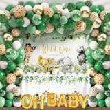 Safari First Birthday Decorations for Boy 116 Pcs Wild One Birthday