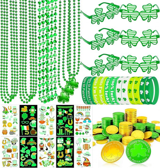 Jeowoqao 184pcs St Patricks Day Accessories Party Favor Set St