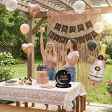 Rose Gold and Black Birthday Decorations Party Supplies Kit with
