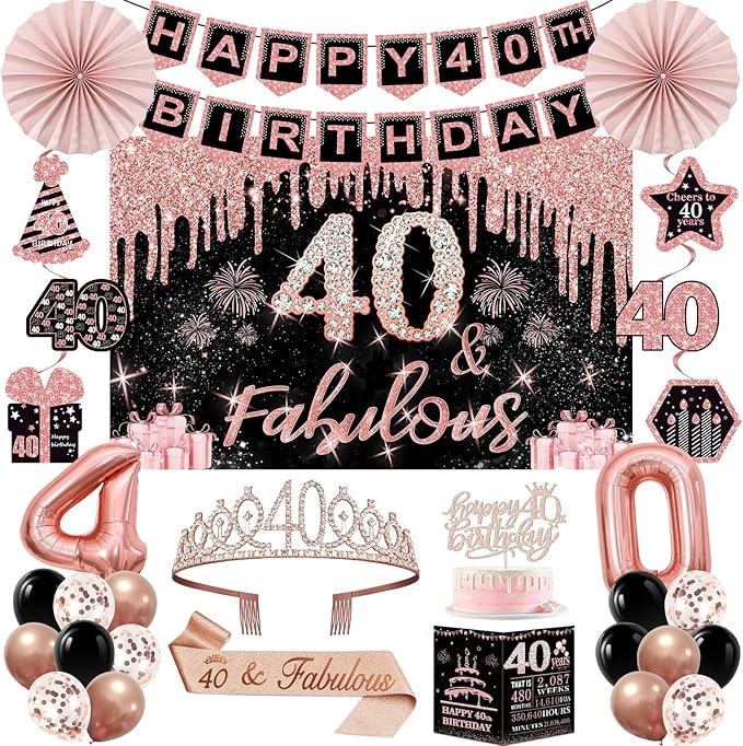 40th Birthday Decorations for Women 32PCS 40th Birthday Party
