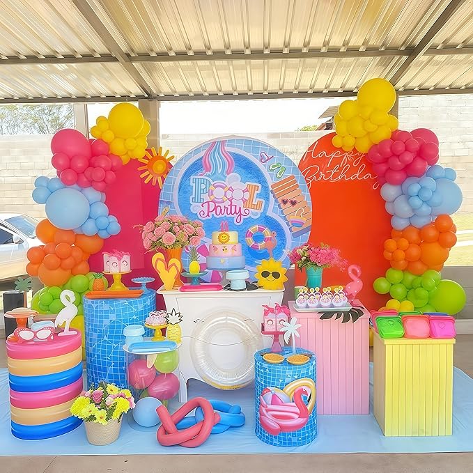Neon Balloons Arch Garland Kit 138PCS Rainbow Pool Party Balloon