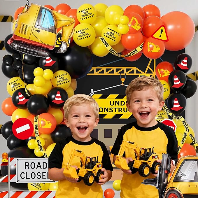 102pcs Construction Birthday Party Decorations Balloon Garland Arch