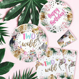 Two Wild Birthday Decorations Girl Tableware Safari Jungle Animal
