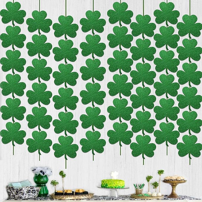 St Patrick's Day Shamrock Decorations 12 Pcs Hanging Swirls for St