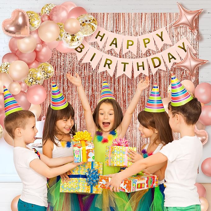 Rose Gold Birthday Party Decorations Happy Birthday Banners Tassel