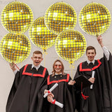 KatchOn, Huge Gold Disco Ball Balloons - 22 Inch Pack of 6 | 4D Disco