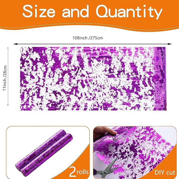 Snowkingdom 2 Pieces Purple Table Runner, Sequin Glitter Foil