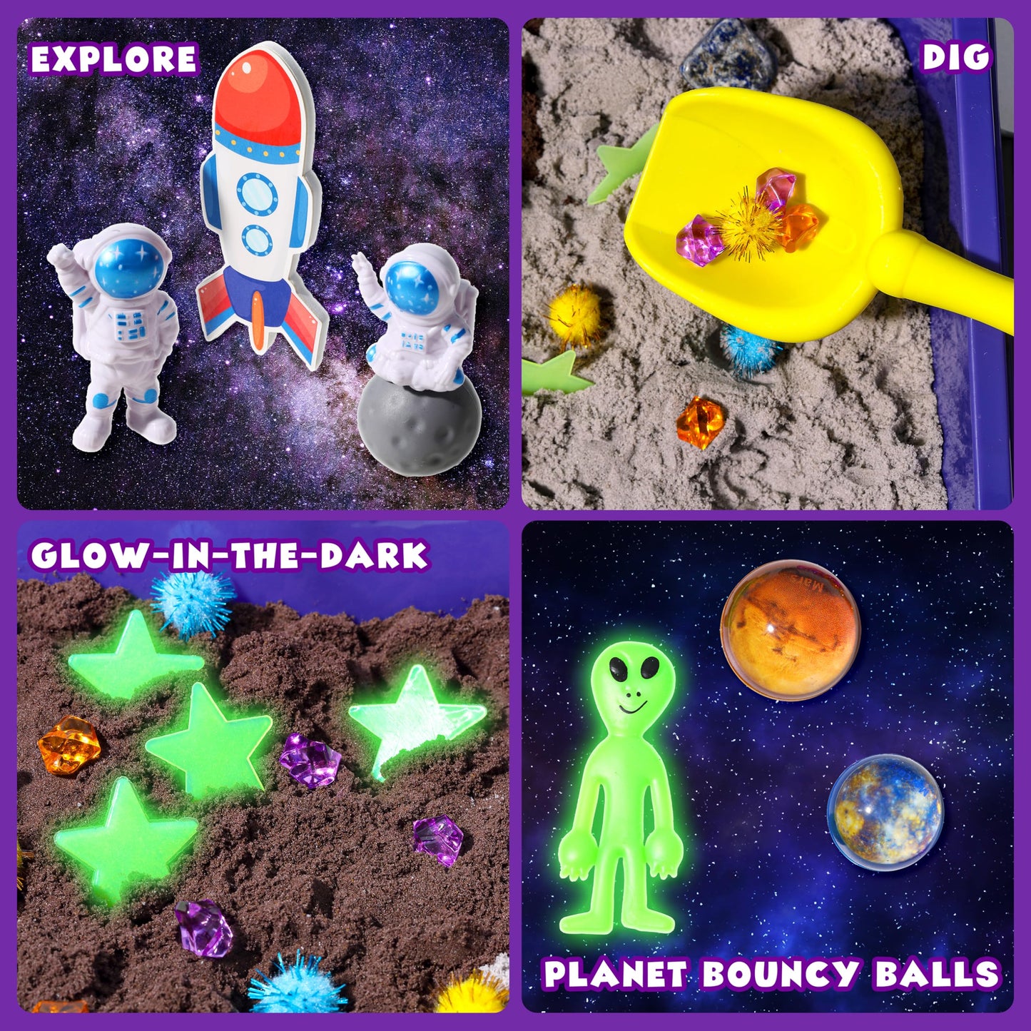 Galaxy Sensory bin, Gemstone Dig Kit,Galaxy Excavation Gem Kit with 5