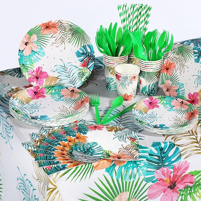 194 Pcs Hawaiian Luau Party Decorations Supplies Set Tropical
