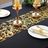 Snowkingdom 2 Pcs Black and Gold Table Runner, 11 x 108 Inch Gold