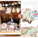 SUNBEAUTY Tea Party Decoration Teapot Bunting Garland Spring Garden
