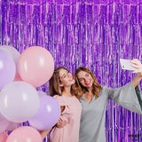 KatchOn, Metallic Purple Foil Fringe Curtain 3.2x8 Ft, Pack of 2 |