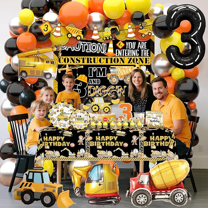 Construction 3rd Birthday Party Decorations Construction Truck 3rd