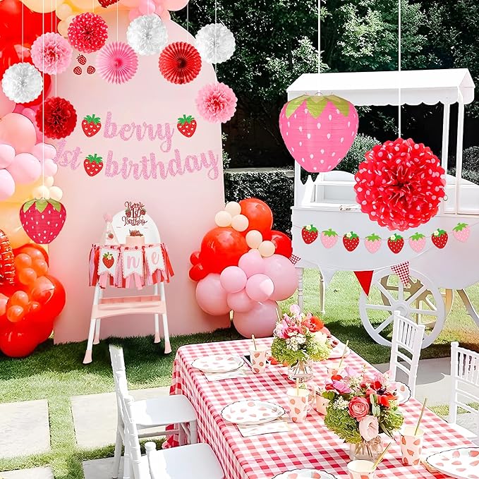 Berry First Birthday Decor 14 Pcs Strawberry 1st Birthday
