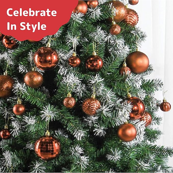 PREXTEX 36 Piece Christmas Ornaments Set - Copper Orange Ornament