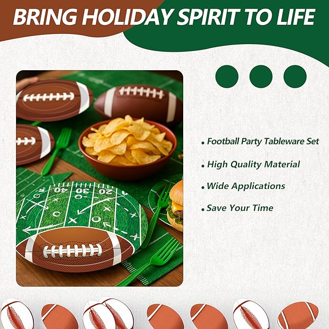 100 Pcs Football Party Supplies Set Serves 25 Disposable Football
