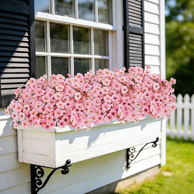AmyHomie 20 Bundles Artificial Flowers for Outdoor Outside Spring
