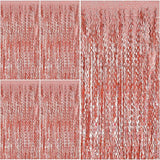 Rose Gold Tinsel Foil Fringe Curtains Wavy Backdrop for Parties