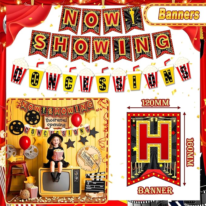 150pcs Movie Themed Birthday Party Decorations Movie Night Birthday