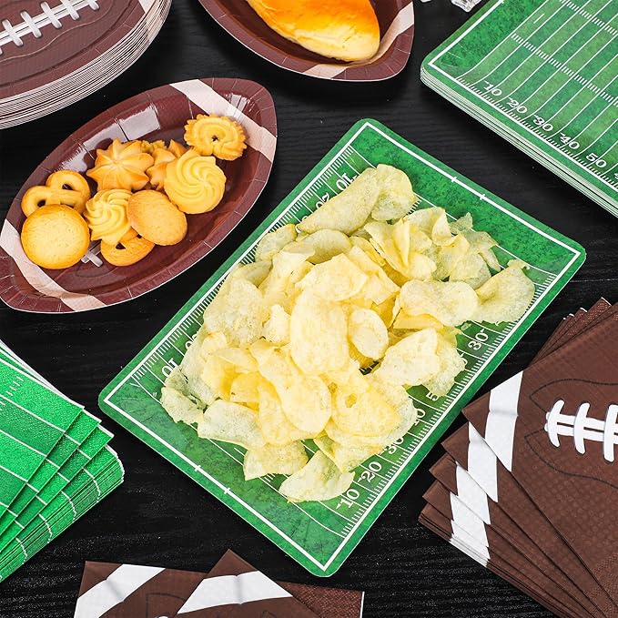 96 PCS Football Party Supplies Football Sports Paper Plates and