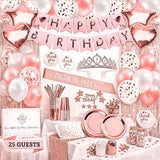 225 PC Rose Gold Birthday Party Decorations Kit for Girls Teens