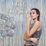 Melsan Silver Tinsel Backdrop Curtain, 3.2 ft x 8 ft Silver Foil