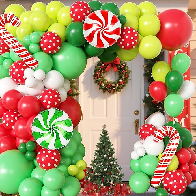 104pcs Whimsical Christmas Balloon Garland Arch Kit with Giant Candy