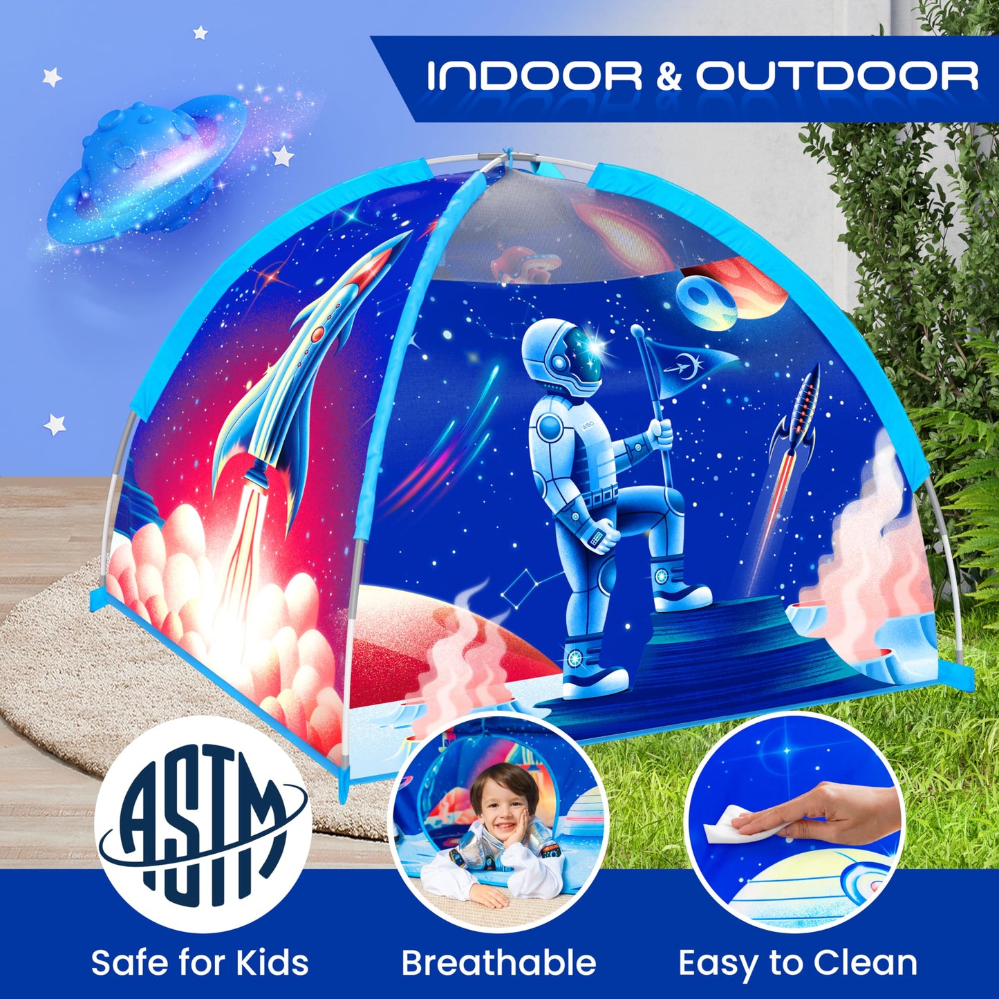 W&O Space Super Dome with Blast Off Button, Space Projector and LED