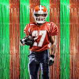 Voircoloria 3 Pack 3.3 x 8.2 ft Green and Brown Foil Fringe Backdrop