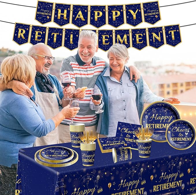 142Pcs Retirement Tableware Party Decorations Happy Retirement Party