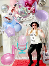 7Pcs Pink Purple Music Note Balloons for Singer Fans Party