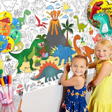 Dinosaur Coloring Tablecloth for Kids Jumbo 30x72 Inch Poster with