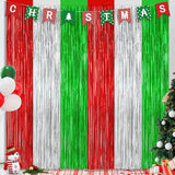 2 Pack Christmas Backdrop, 3.28 FT x 7.05 FT Red Silver Green Party