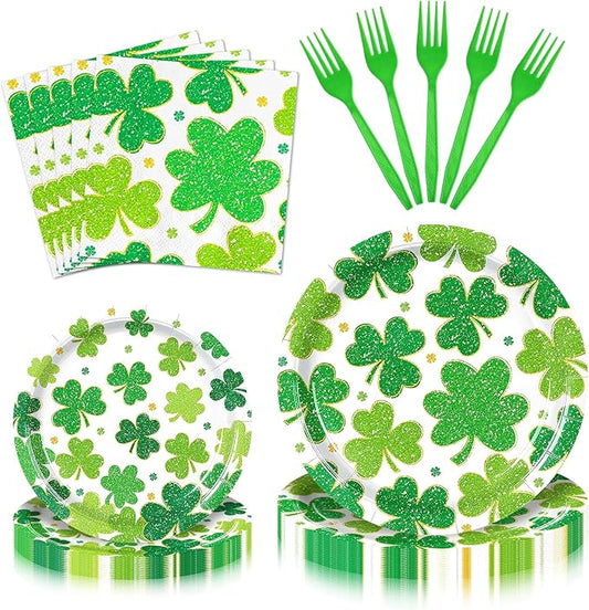 100 Pcs St Patrick's Day Tableware Party Supplies Disposable