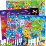 QUOKKA 3X Set Learning Board Games for Kids 8-12 - Educational Trivia