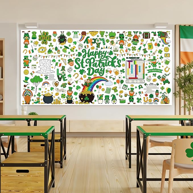 QZYL 54" x 108" Coloring St Patricks Day Crafts, Giant Coloring Table