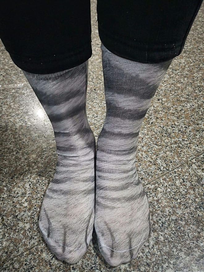 FreeNFond Funny Animal Paw Socks Gag Gifts for White Elephant Gift Exc