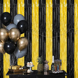 2 Pack Graduation Backdrop, 3.28 FT x 7.05 FT Black and Gold Foil
