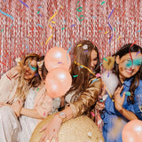 Rose Gold Tinsel Foil Fringe Curtains Wavy Backdrop for Parties
