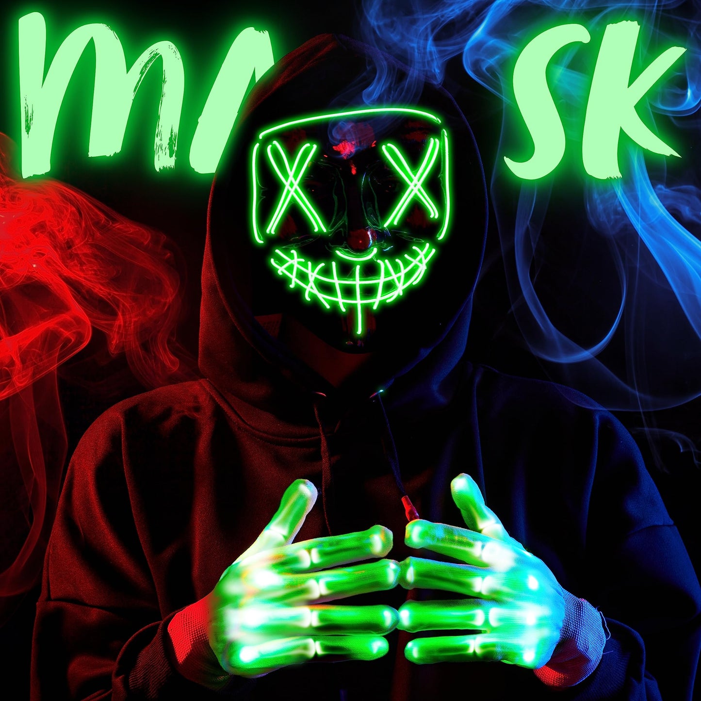 JOYIN Halloween Led Mask, Light Up Mask and Gloves for Cosplay Costume
