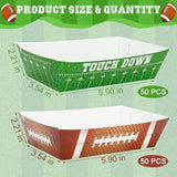 100 PCS Football Party Supplies Football Paper Food Tray Large