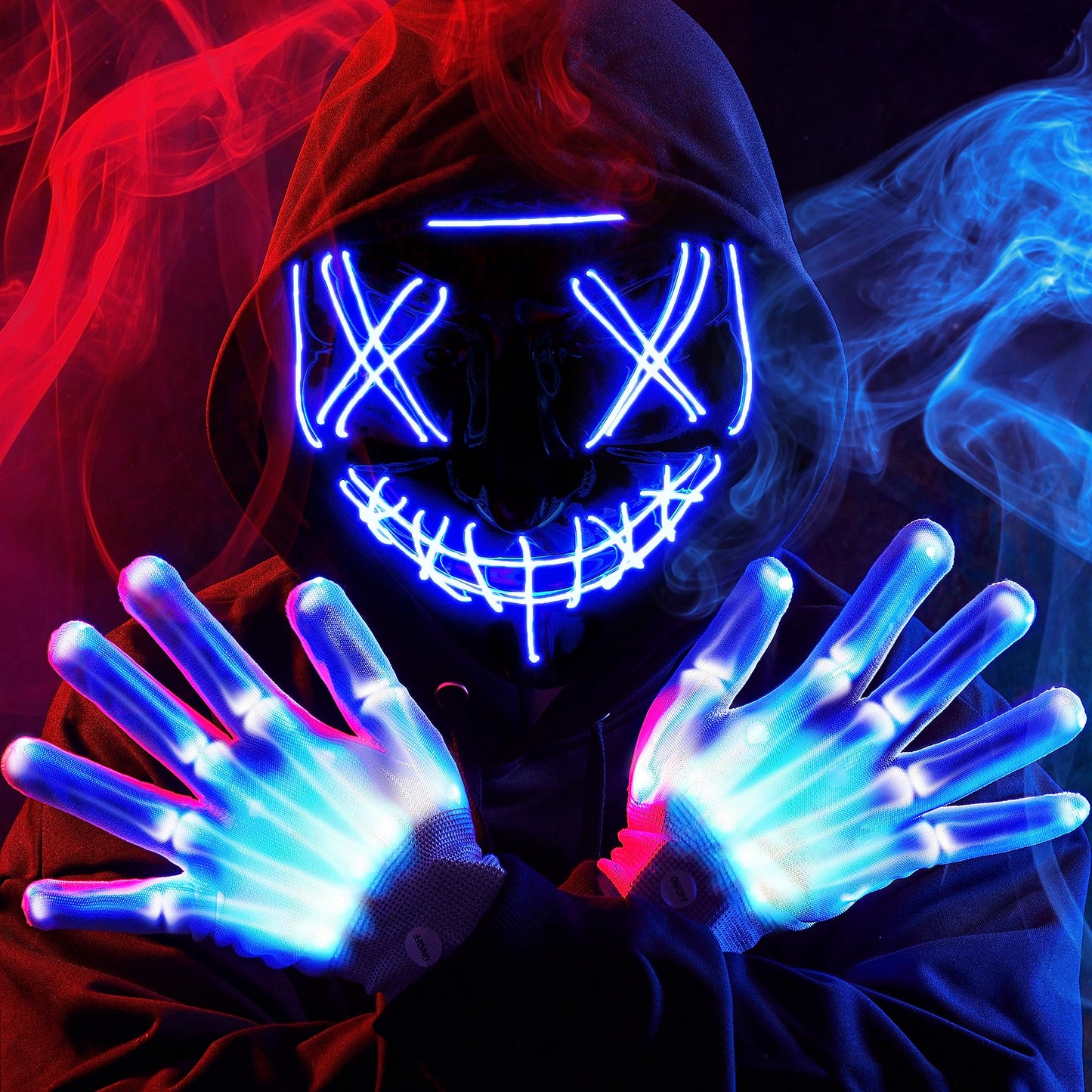 JOYIN Halloween Led Mask, Light Up Mask and Gloves for Cosplay Costume