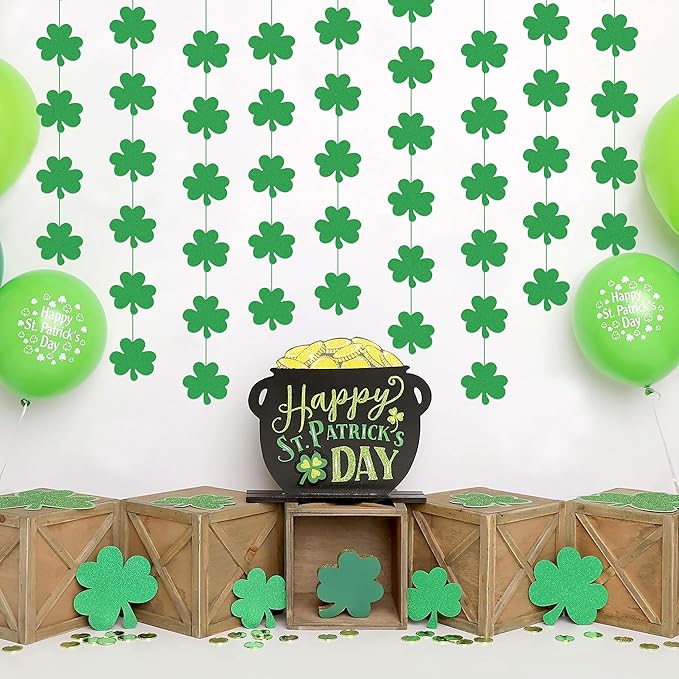 12PCS St Patrick's Day Shamrock Decorations Lucky One Birthday
