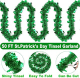 50 FT St Patricks Day Decorations Shamrock Garland Decor Green